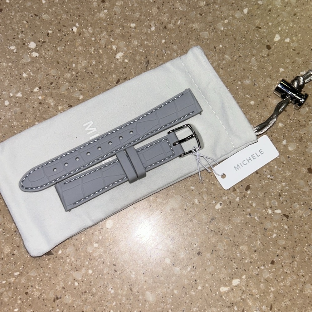 Michele Gray Silicone Watch Strap with Silver Buckle